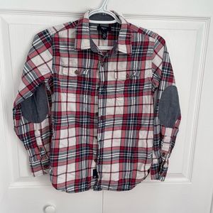 Gap Red and Navy Plaid Button Down Shirt.  Boys size 10-11. EUC